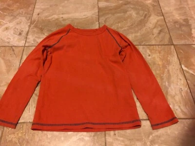 Mini Boden Long Sleeve Orange Contrast Elbow Blue Stitch Tee 5-6Y - Image 1 of 2