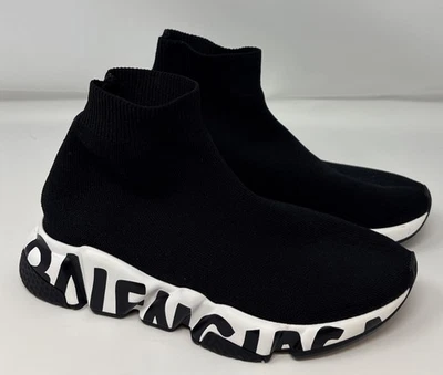 BALENCIAGA Mujer Calcetín Tejido Elástico Velocidad LT Graffiti Tenis Planos Zapatos Talla 6 Foto 1 de 4