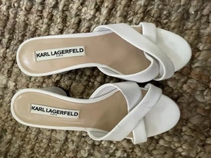 KARL LAGERFELD Women's White Sandal Round Heel Size 8 - Picture 1 of 5