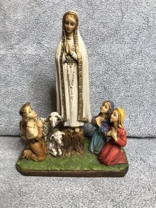 Unsere Liebe Frau von Fatima Statue stehend auf Baumstumpf Kinder Italien 8 Zoll - Bild 1 von 14