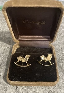 Vintage Whitehall Co Jewelers Rocking Horse Cufflinks in Case Gar3-3 - Picture 1 of 9
