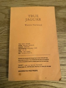 True Jaguar by Warren C. Norwood 1988 UNCORRECTED PROOF ARC Signed!!!! - Picture 1 of 11