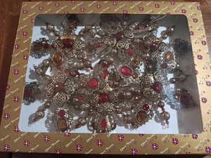 Dillards Trimmings ~ Box of 6 Jewel Studded Gold Star Christmas Ornaments - Picture 1 of 13