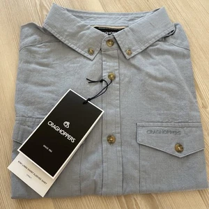 NWT Craghoppers Kiwi Linen Short Sleeved Shirt Small blue - Picture 1 of 10
