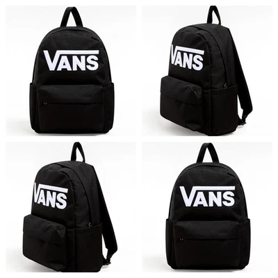 Vans Old Skool Backpack Black, Drop V Logo, Unisex School and Travel Bag
