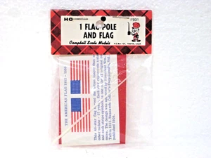 HO ONE AMERICAN FLAG AND FLAG POLE #931 CAMPBELL SCALE MODELS - Picture 1 of 3