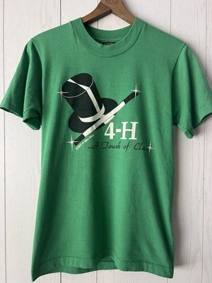 Vintage 1980s Green 4H T-shirt Screen Stars USA Single Stitch Class Leadership - Image 1 of 4