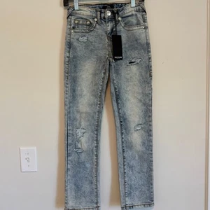 True religion Geno relaxed slim fit jeans boys size 14 blue distressed detail - Picture 1 of 10