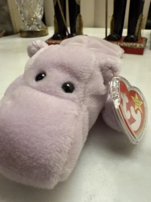 Ty Beanie Baby Happy the Hippopotamus - Lavanda - Imagem 1 de 3