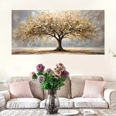 Abstract Tree of Life Gold Leaf Canvas Painting Canvas Wall Art Decorative Print - Image 1 of 4