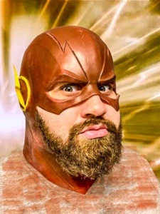 The Flash Mask Latex Cosplay Superhero Barry Allen Adult Size Ships from USA - Picture 1 of 4
