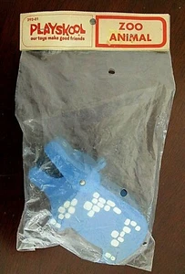 1970's Playskool Tykeworld Zoo Animals Wooden Hippo New in Original Bag RARE - Picture 1 of 3