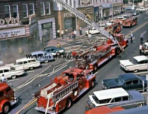Vintage Firetrucks at Fire Tiller Pumpers Photograph Print 8.5x11" - Picture 1 of 1