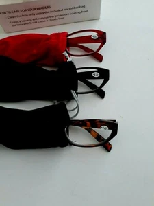 Reading Glasses + 4.00 ( Variety 3 Pack ) Black, Red, Tortoise TruVision F502 - Picture 1 of 3