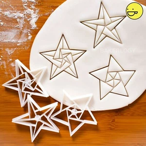 Set of 3: 5-Pointed Star cookie cutters | origami Christmas stars Xmas biscuit - Picture 1 of 11