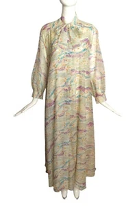 ODETTE BARSA- 1960s 2pc Floral Nylon Pegnoir, Size 6 - Picture 1 of 10