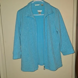 Laura Ashley Zip-up Blazer Size Medium with BONUS matching tank Aqua Color - Picture 1 of 14