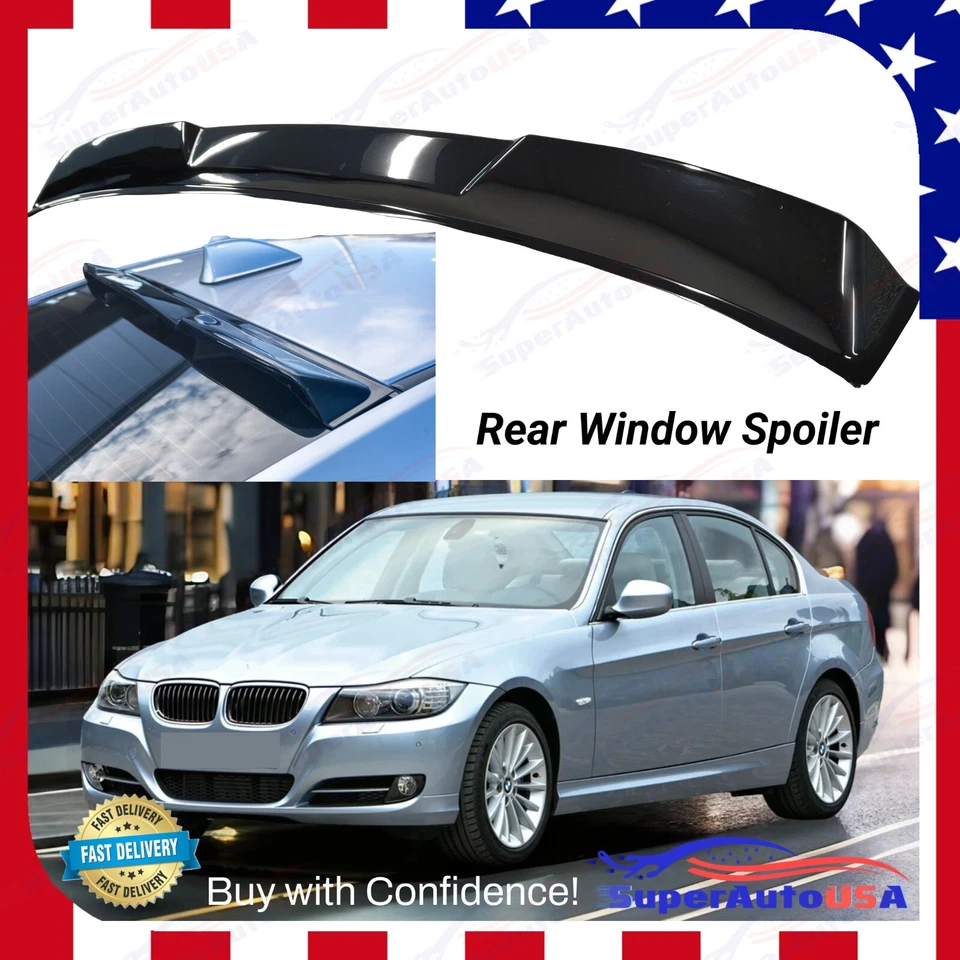 Подходит для 06–11 BMW E90 CS стиль 3 серии глянцевый черный спойлер козырек на заднее окно крышу - Изображение 1 из 4