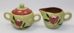 Vintage STANGL Pottery MAGNOLIA Floral Creamer & Sugar Set - Picture 1 of 7