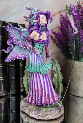 Amy Brown Pixie Gossip Enchanted Elf Fairy With Purple Nymph Dragonfly Statue - Image 1 of 4