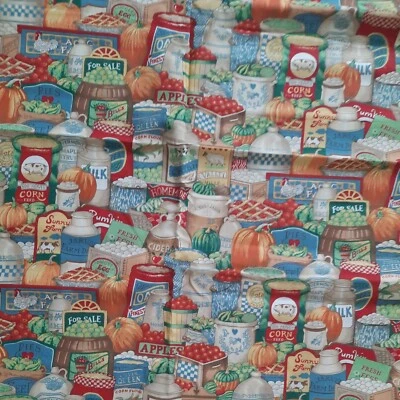 RARE VTG Quilting Fabric 44" X 51" Sharon Kessler Concord Pantry Food Cotton - Image 1 of 4