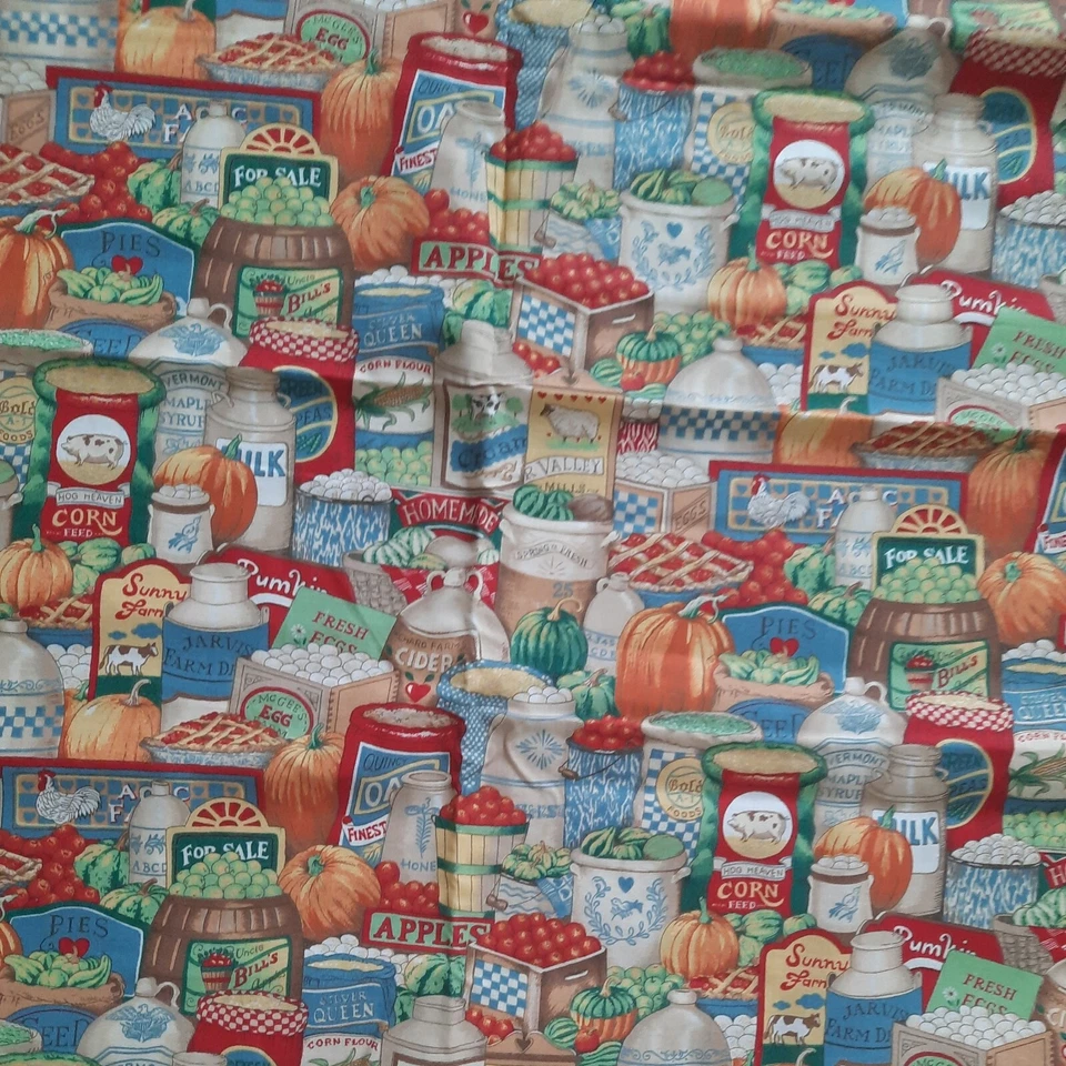 RARE VTG Quilting Fabric 44" X 51" Sharon Kessler Concord Pantry Food Cotton - Image 1 of 4