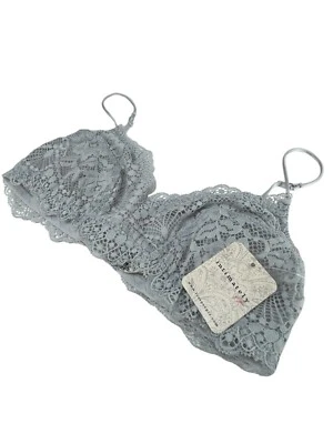 INTIMATELY FREE PEOPLE Demi Bralette XS Gris Roca Lunar Correa Ajustada Encaje Floral Foto 1 de 4