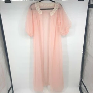 Vtg Vintage Sheer Pink Small Nightgown Open Robe - Old Hollywood Glam Style - Picture 1 of 7