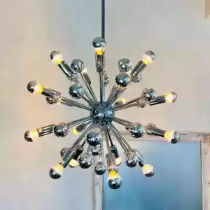 Vintage Chrome Sputnik Chandelier 1970's Pendant Chromed Space Age Atomic Design - Picture 1 of 9