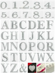 Letter & Number Stickers Large Diamante Glitter 5cm Self Adhesive Craft Alphabet - Picture 1 of 42