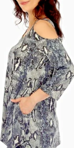 Cooper & Ella Plus Tunic cold Shoulder off Shoulder Blue Animal Print Sz 1 x $69 - Picture 1 of 7