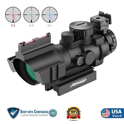 Tactical Rifle Scope 4X32 Red Green Blue Reticle Optic Sight 11/22mm Rail Mount • 54.90$
