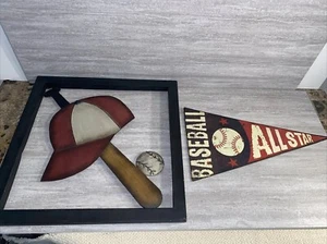 3D Baseball Decor Wall Art Plus All star Metal Tin Pennant Sport - Picture 1 of 7