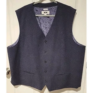 Gilet Joseph Abboud vestibilità classica 5 bottoni lana blu navy 3X gilet tweed - Foto 1 di 5