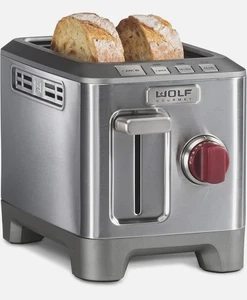 Wolf Gourmet 2-Slice Extra-Wide Slot Toaster Red Knob (WGTR152S) New - Picture 1 of 6