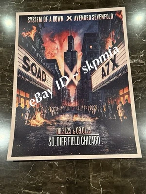 SYSTEM OF A DOWN Poster A7X Soldier Field 💯 Official Merch Embossed 🌁Admat - Image 1 of 4