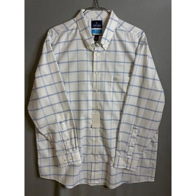 Camisa de vestir Stafford para hombre XXL calce ajustado blanca azul manga larga a cuadros nueva con etiquetas Foto 1 de 4