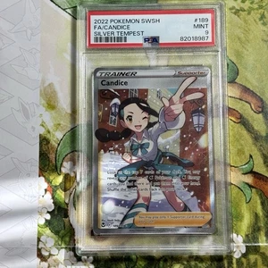 PSA 9 MINT Candice Full Art Silver Tempest Trainer Pokémon Card 189/195  - Picture 1 of 4