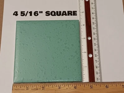 ROBERTSON 4 5/16 Ceramic Tile UNUSED Vintage MCM Mottled Aqua Blue Turquoise 821 - Image 1 of 4