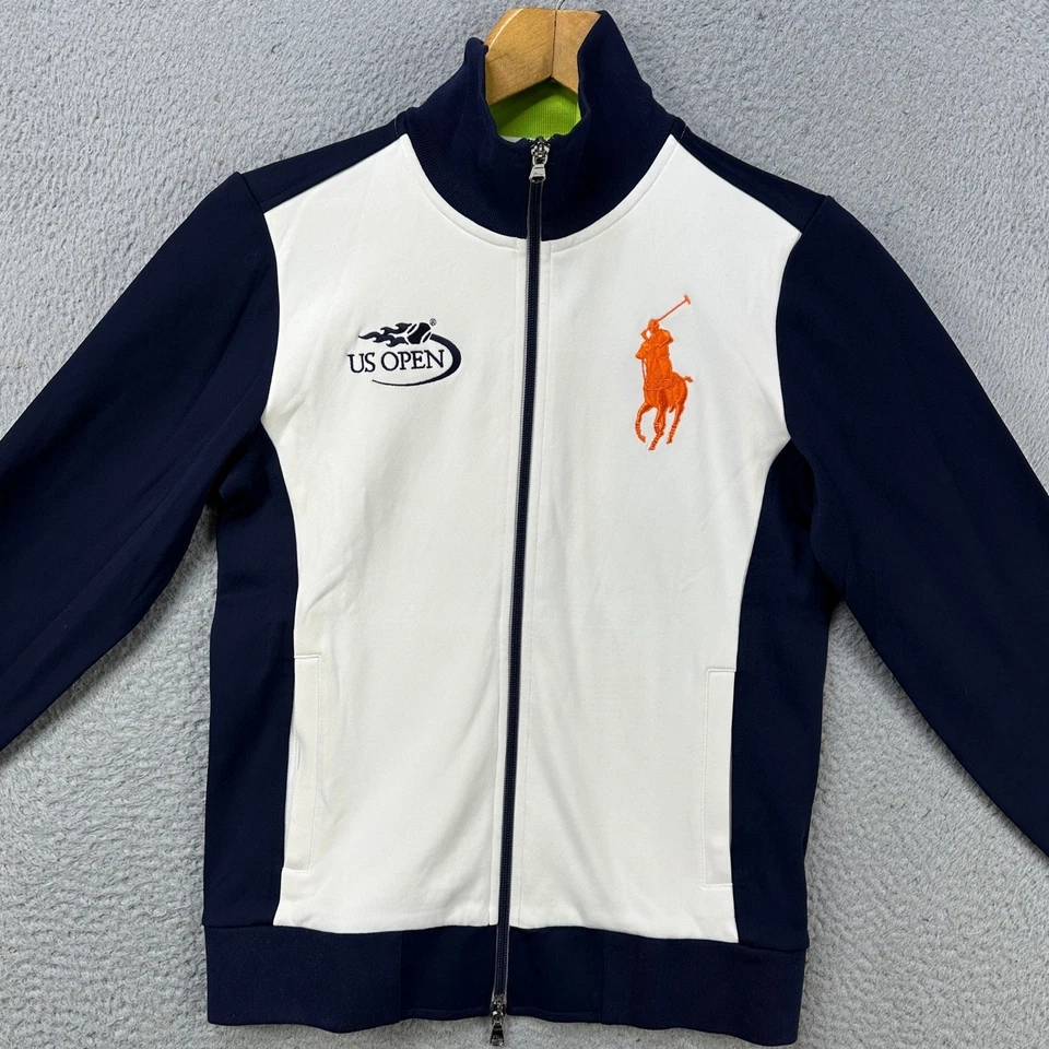 Chaqueta Ralph Lauren Big Pony Cremallera Completa Mujer Mediana Azul Blanco EE. UU. Open Tenis NUEVA Foto 1 de 4