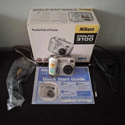Nikon Coolpix 3100 Silver 3.2MP 3x Optical Zoom Digital Camera - Door Issue - Image 1 of 4