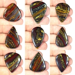 100% Natural Golden Fire Red Iron Tiger Pear Cabochon Gemstone BS- - Picture 1 of 10