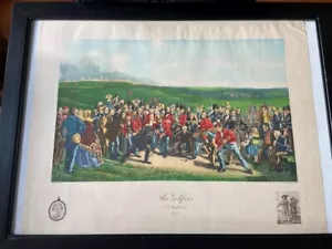  The Golfers at St Andrews, Hand-colored, Vintage Engraving, mid-century France  - Picture 1 of 9