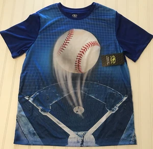 Athletic Works Boys XXL (18)Baseball Graphic Shirt Blue Short Sleeves New - Picture 1 of 6