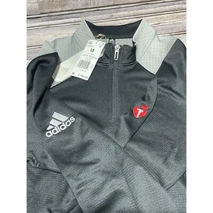Adidas NWT Men’s 1/4 Zip Prime Green Pull Over  Track Jacket Black Size Medium - Picture 1 of 7