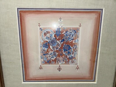 Shmuel Akkerman Israeli Modernist Gouache Geometric Forms Non Objective 1976!!! - Image 1 of 4