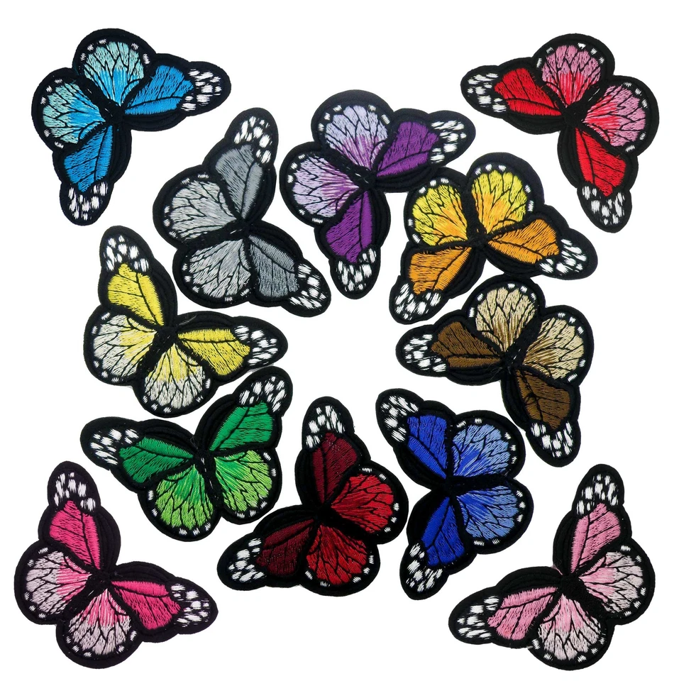 8 Schmetterling-Aufbügler Aufnäher 48x70mm zum Aufbügeln o. Annähen, bunter Mix - Bild 1 von 1