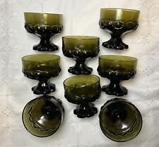 Set Of 8 Madeira Olive Green Champagne Tall Sherbet Glasses w/base FRANCISCAN