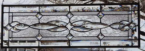 Stained Glass Transom window hanging  32 X 11  incl hooks Cover