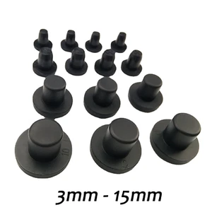 Round Solid Silicone Rubber Drill Hole Plugs Push In Compression Stem 3mm-15mm - Picture 1 of 6